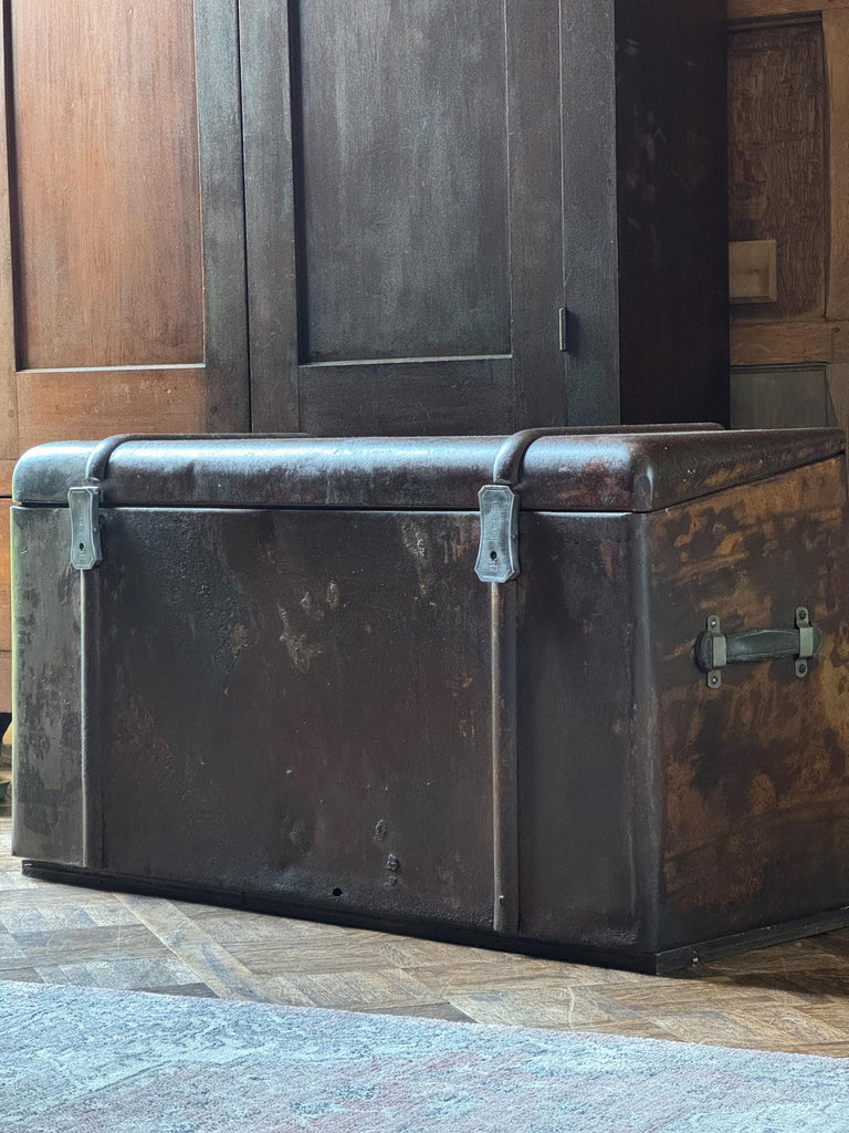 Antique Auto Trunk, Car Trunk, Metal Trunk, Model A Car Trunk, Luggage Trunk, Toolbox Trunk, Trunk Coffee Table, Industrial Coffee Table