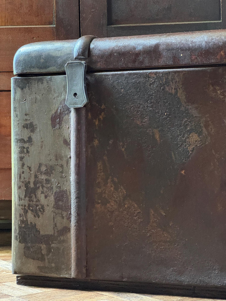 Antique Auto Trunk, Car Trunk, Metal Trunk, Model A Car Trunk, Luggage Trunk, Toolbox Trunk, Trunk Coffee Table, Industrial Coffee Table
