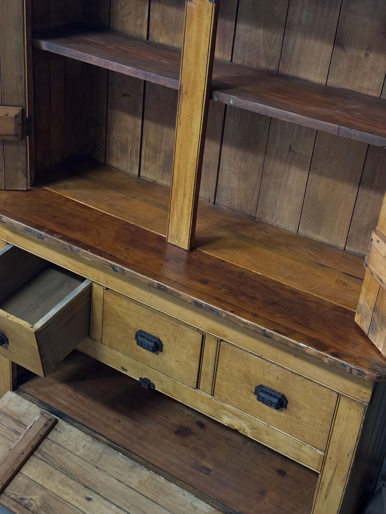 Large Antique Stepback Cabinet, Farmhouse Cabinet, Primitive Cabinet, Pine Hutch, Entryway Furniture, Kitchen Cabinet