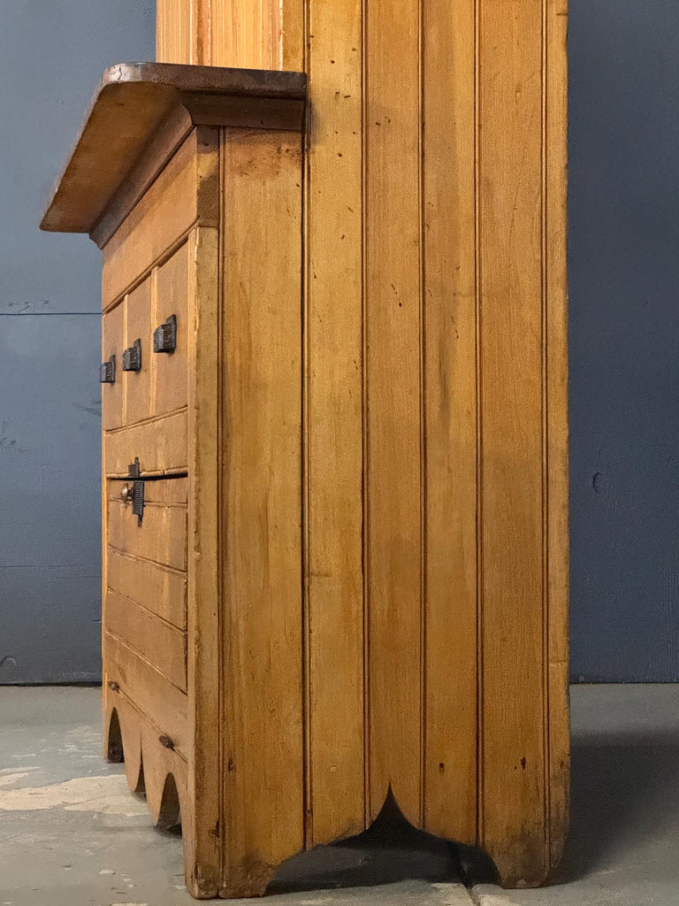 Large Antique Stepback Cabinet, Farmhouse Cabinet, Primitive Cabinet, Pine Hutch, Entryway Furniture, Kitchen Cabinet