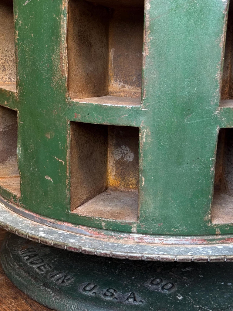 Antique Rotating Parts Cabinet, Sorting Cabinet, Revolving Countertop Display, Hardware Store Nail Bin, Pennzoil Make-Do Parts Cabinet