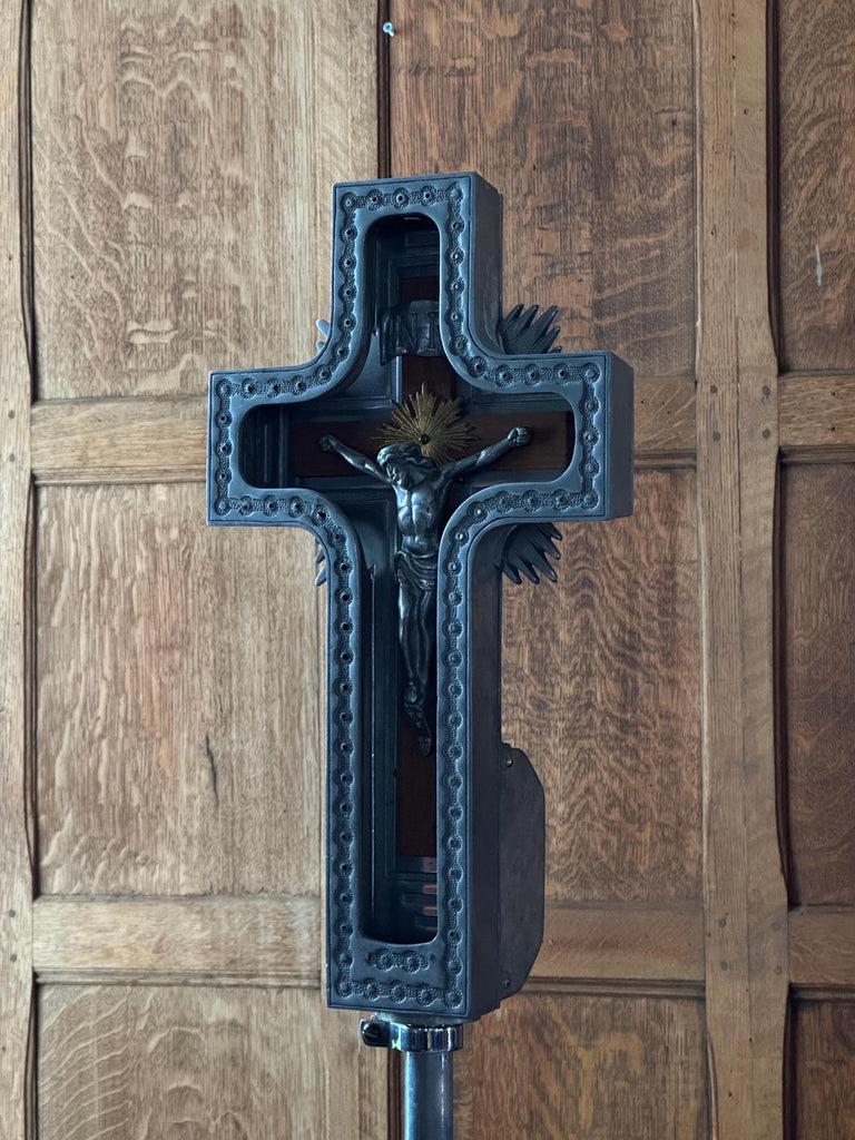 Antique Neon Crucifix With Stand