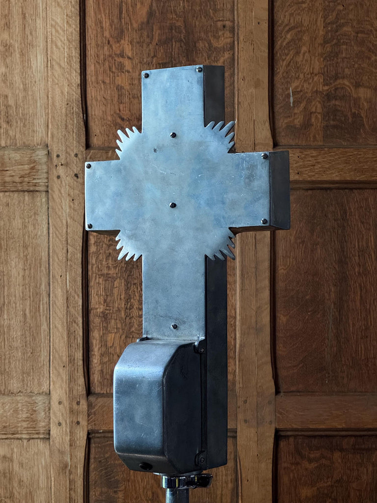 Antique Neon Crucifix With Stand