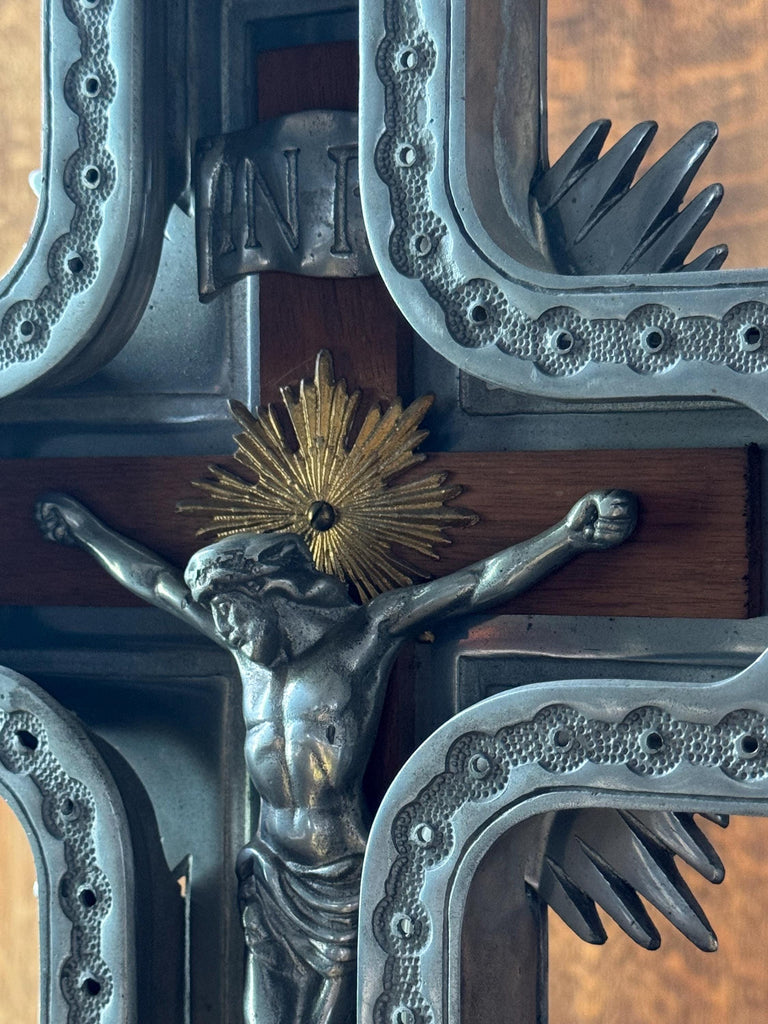 Antique Neon Crucifix With Stand