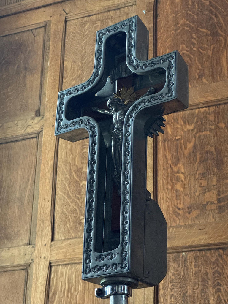 Antique Neon Crucifix With Stand