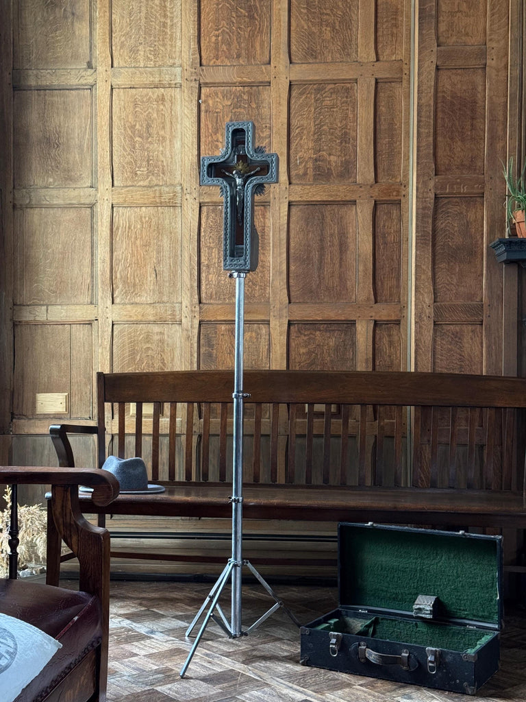 Antique Neon Crucifix With Stand