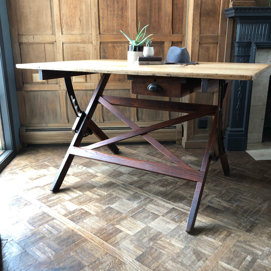 Antique Drafting Table, Industrial Dining Table, Vintage Standing Desk, Adjustable Drafting Table, Farmhouse Table