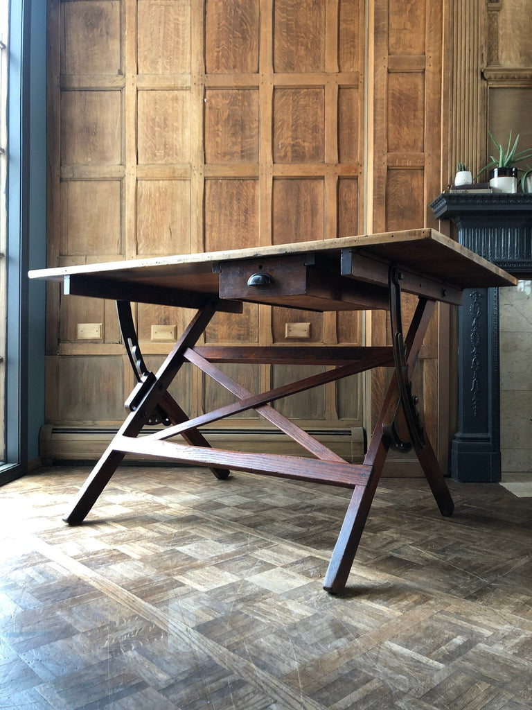 Antique Drafting Table, Industrial Dining Table, Vintage Standing Desk, Adjustable Drafting Table, Farmhouse Table