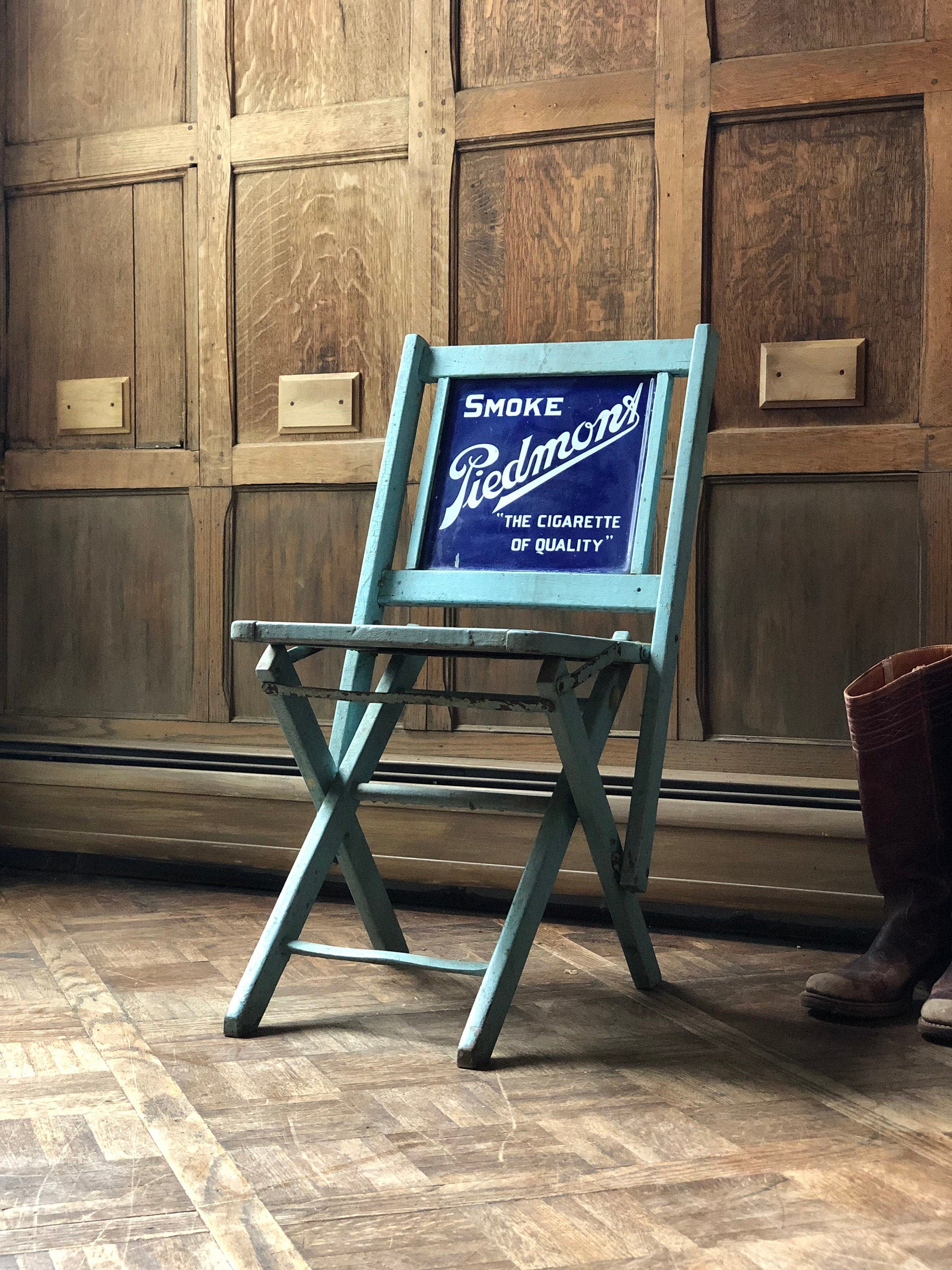 cigarette chair Antique Piedmont Cigarettes Advertising Chair, Smoke Piedmont Sign, Pi – Scout and Forge cigarette chair Antique Piedmont Cigarettes Advertising Chair, Smoke Piedmont Sign, Pi – Scout and Forge