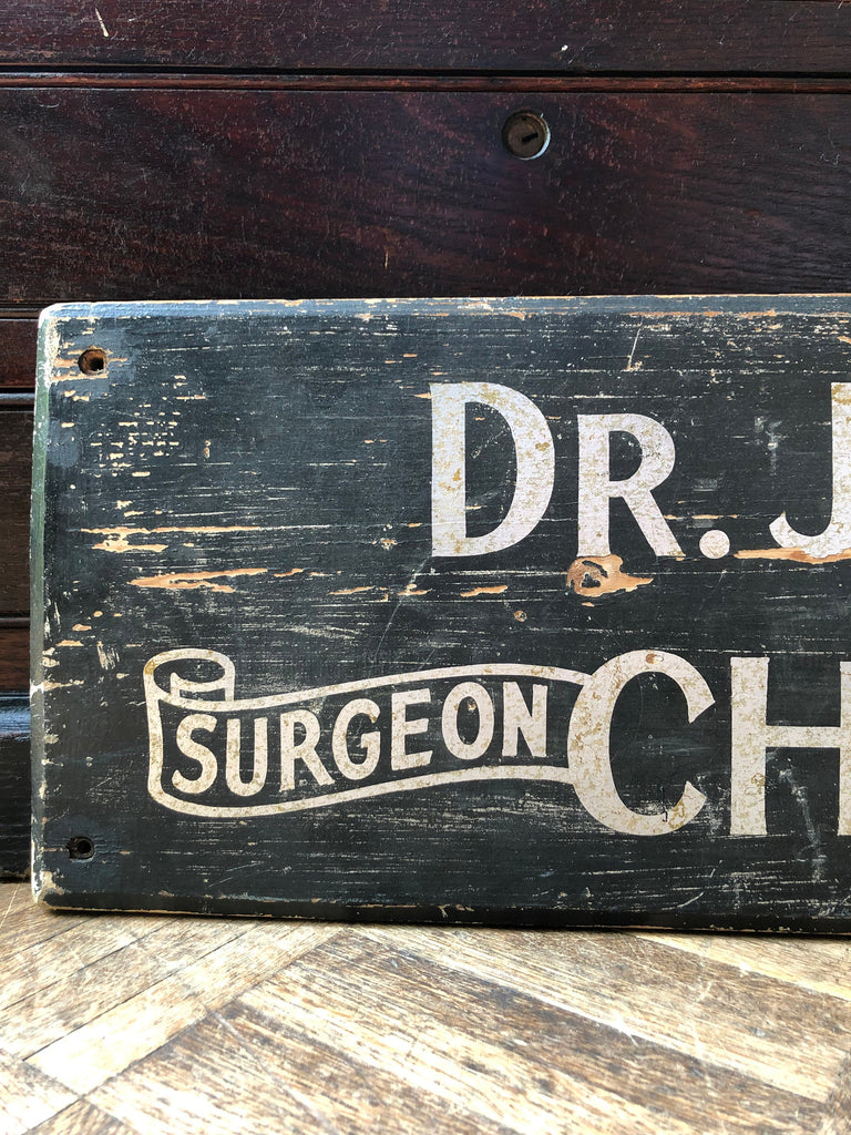 Antique Medical Trade Sign, Antique Surgeon Chiropractor Sign, Dr. JV Behar Surgeon Chiropodist Sign, Hand Painted Sign, Wood Medical Sign