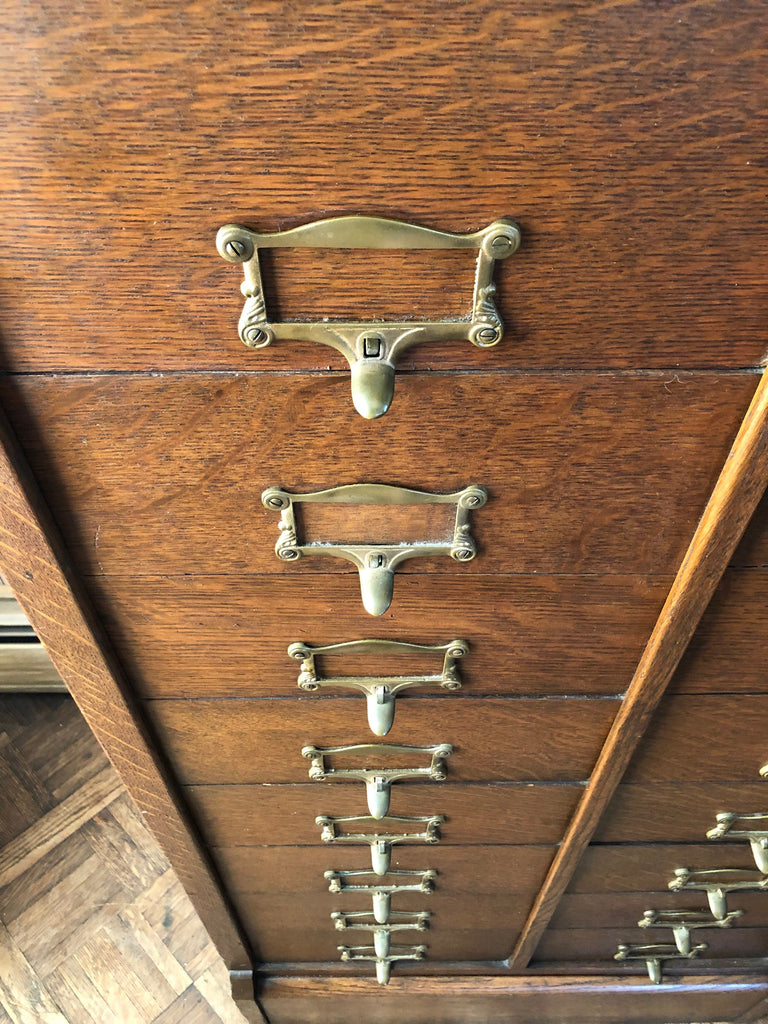 Antique Oak File Cabinet, Guillotine Door Card Catalog, Sorting Unit, Antique Apothecary, Antique Drawer Unit