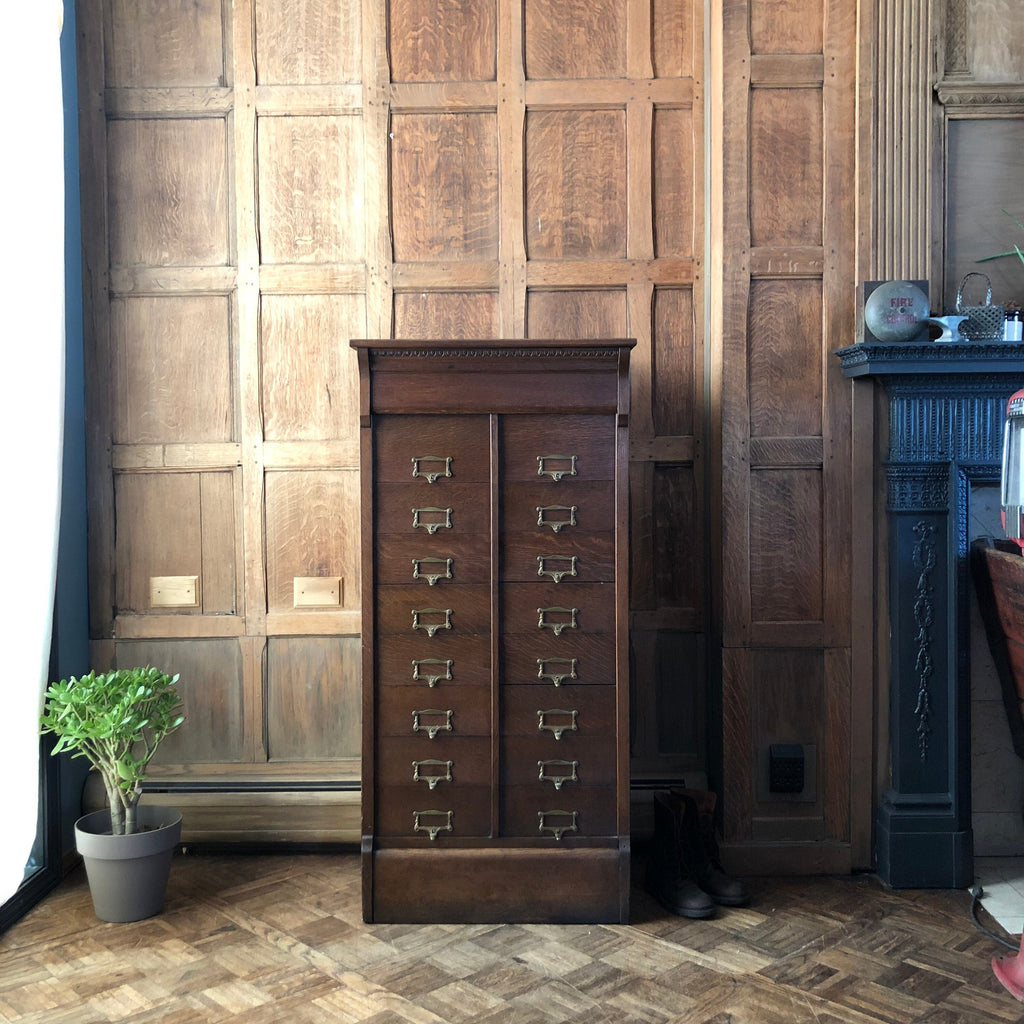 Antique Oak File Cabinet, Guillotine Door Card Catalog, Sorting Unit, Antique Apothecary, Antique Drawer Unit