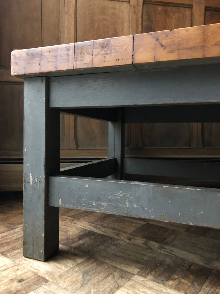 PAIR of Antique Industrial Tables, Butcher Block Workbench Side Tables, Industrial Coffee Table, Vintage Industrial Side Tables