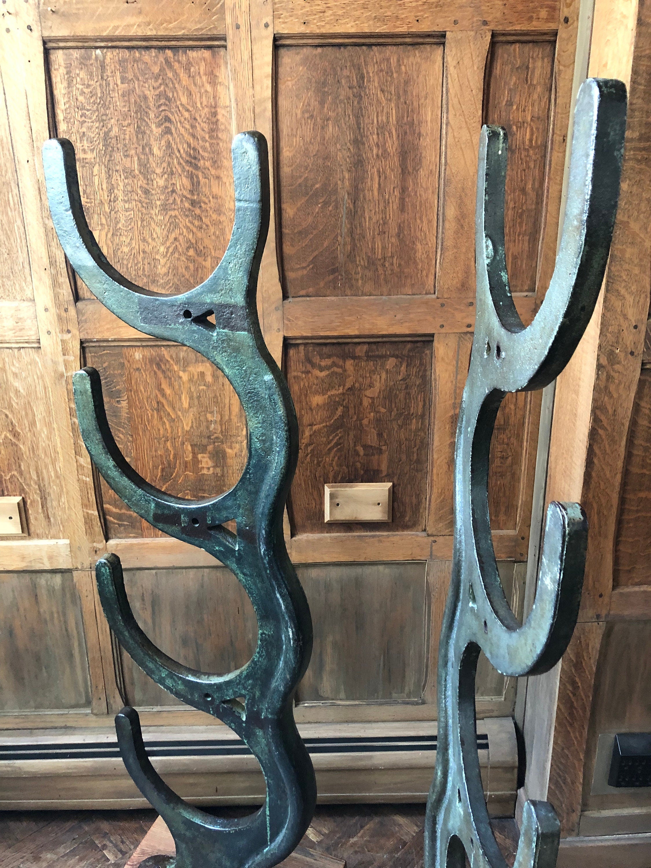 Casting Pattern Storage Racks Industrial Sculpture, Antique Cast Iron Material Racks, 5 FT Tall Line ...