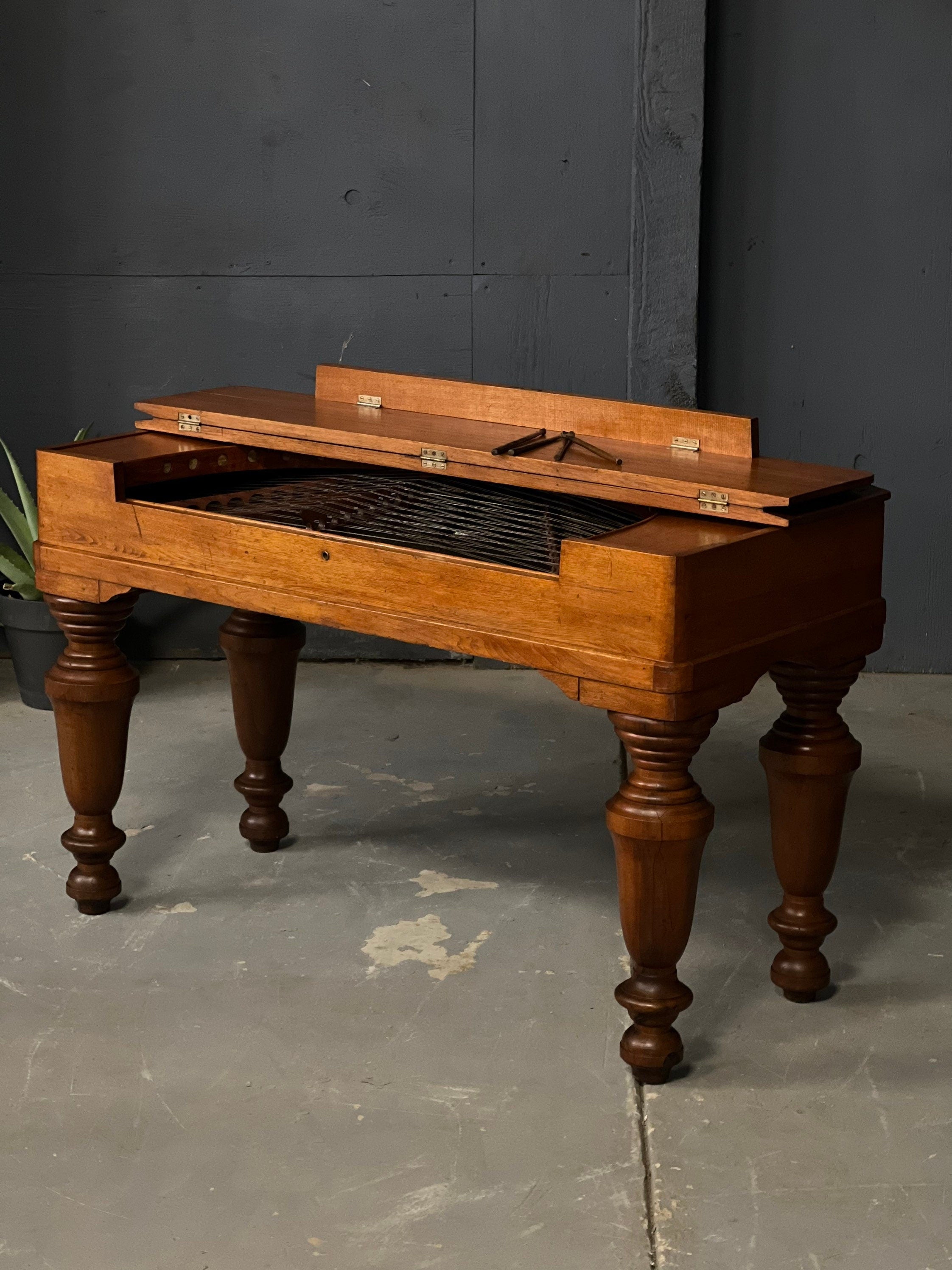 Harpc Table Antique Piano Harp, Piano Harp Table, Antique Musical Instrument, Vint ...