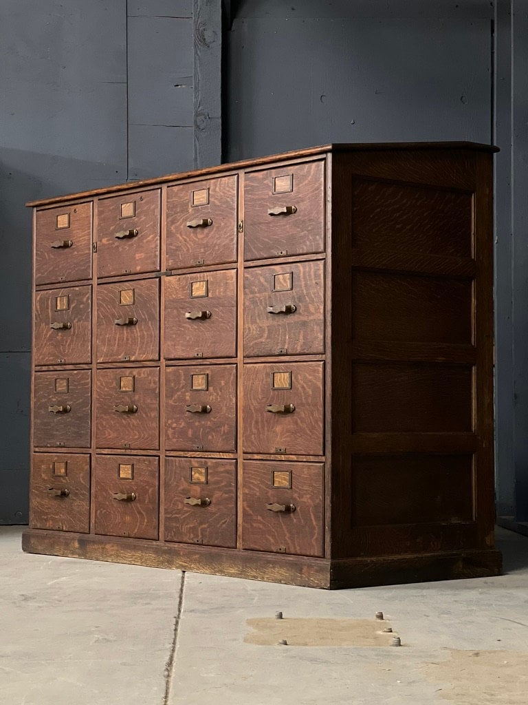 Large Antique File Cabinet, Library Bureau Sole Makers, Tiger Oak Drawer Cabinet, Card Catalog, Antique Wood Office Furniture