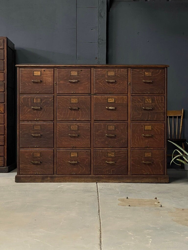 Large Antique File Cabinet, Library Bureau Sole Makers, Tiger Oak Drawer Cabinet, Card Catalog, Antique Wood Office Furniture