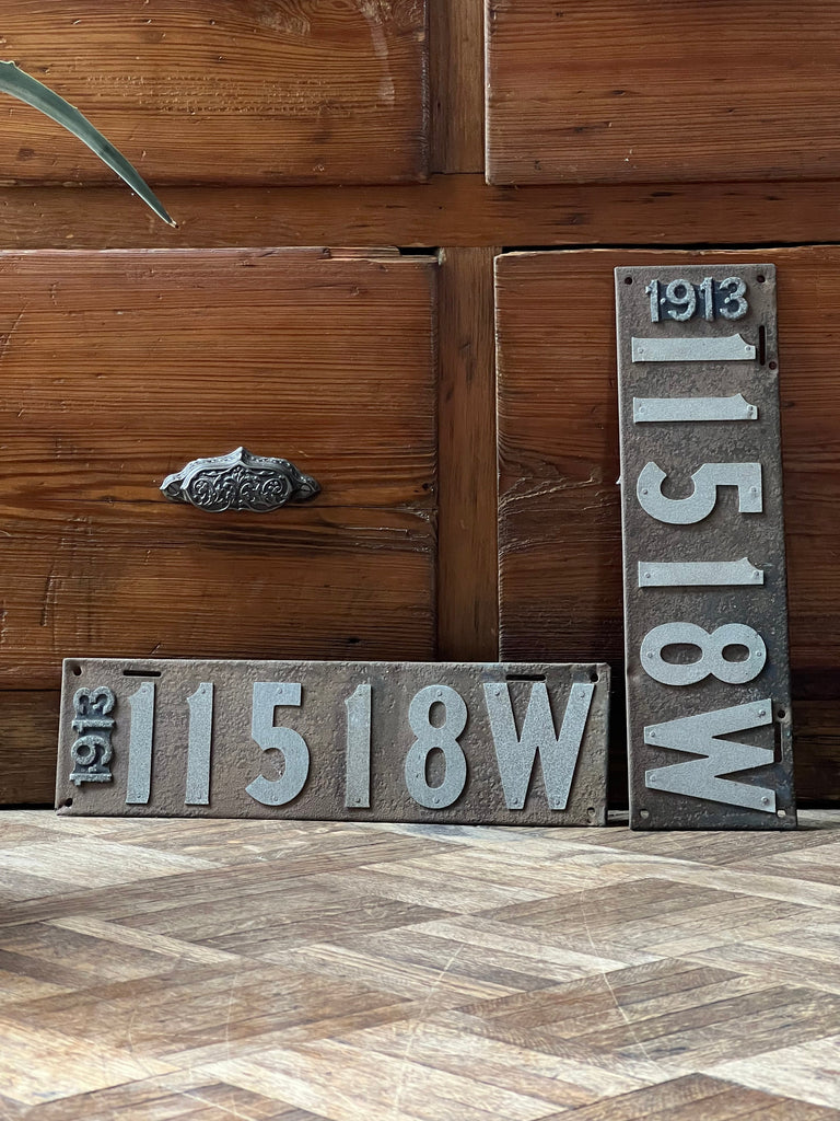 Pair Of 1913 Antique License Plates, 1913 Wisconsin License Plate, Riveted License Plate