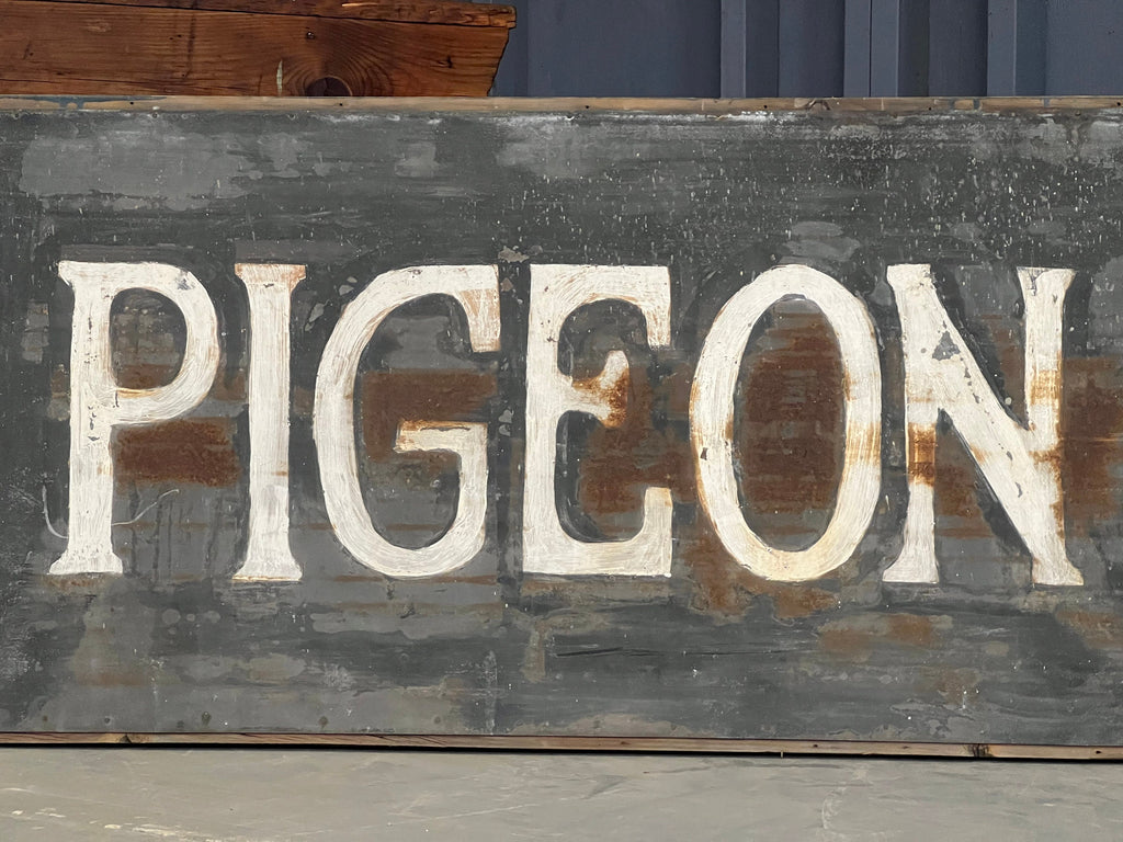 Large Antique Club Sign, Scranton Homing Pigeon Club, 16 FT Long Antique Building Sign, Antique Hand Painted Trade Sign