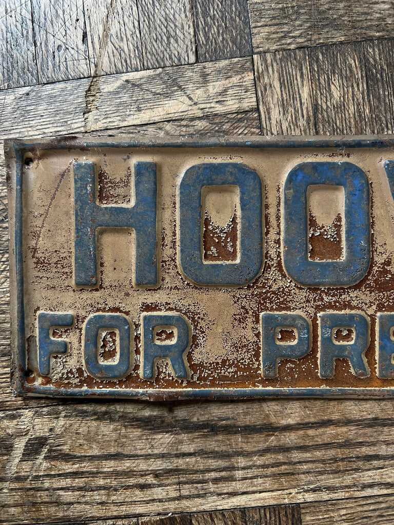 Antique License Plate Topper, Hoover For President License Plate, 1920s Political Election Campaign License Plate