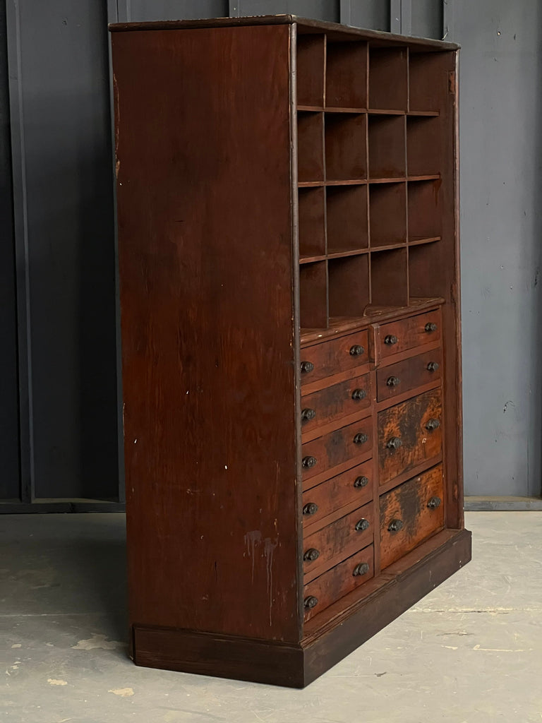 Antique Wood Apothecary Cabinet, Hardware Store Cabinet, Wood Multi Drawer Farmhouse Cabinet