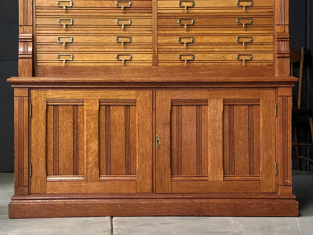 Large Antique Wood File Cabinet, Oak Flat File, Large Multi Drawer Cabinet, Apothecary Cabinet