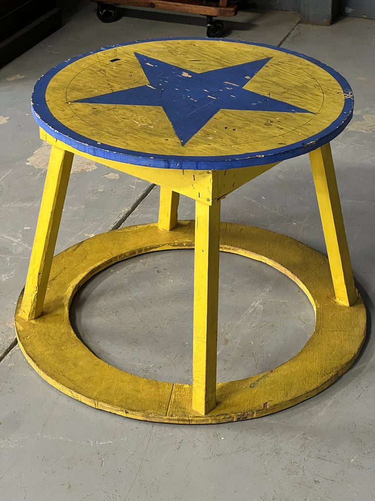 Vintage Circus Table, Circus Sideshow Stand, Large Handmade Wood Performers Platform, Unique Folk Art Coffee Table
