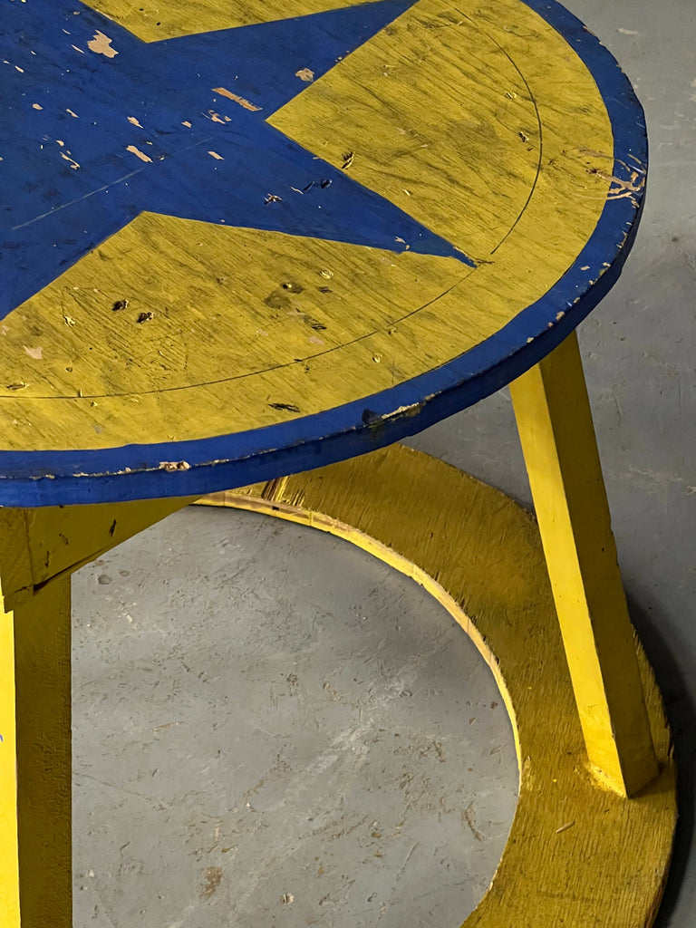 Vintage Circus Table, Circus Sideshow Stand, Large Handmade Wood Performers Platform, Unique Folk Art Coffee Table