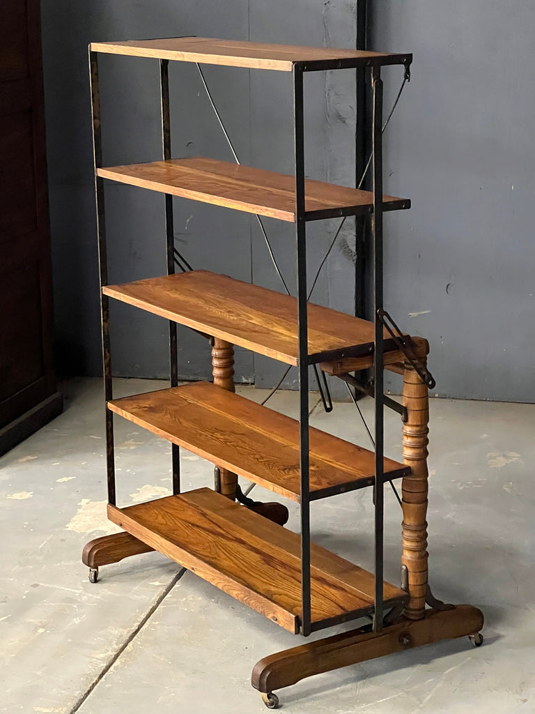 Antique Folding Shelf Table, Antique Display Shelf, Convertor Shelf, Folding Easel, Wood Mercantile Shelf, Apothecary Shelving