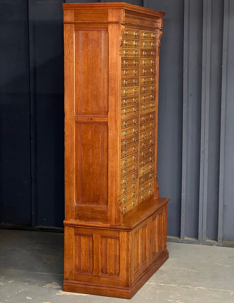 Large Antique Wood File Cabinet, Oak Flat File, Large Multi Drawer Cabinet, Apothecary Cabinet