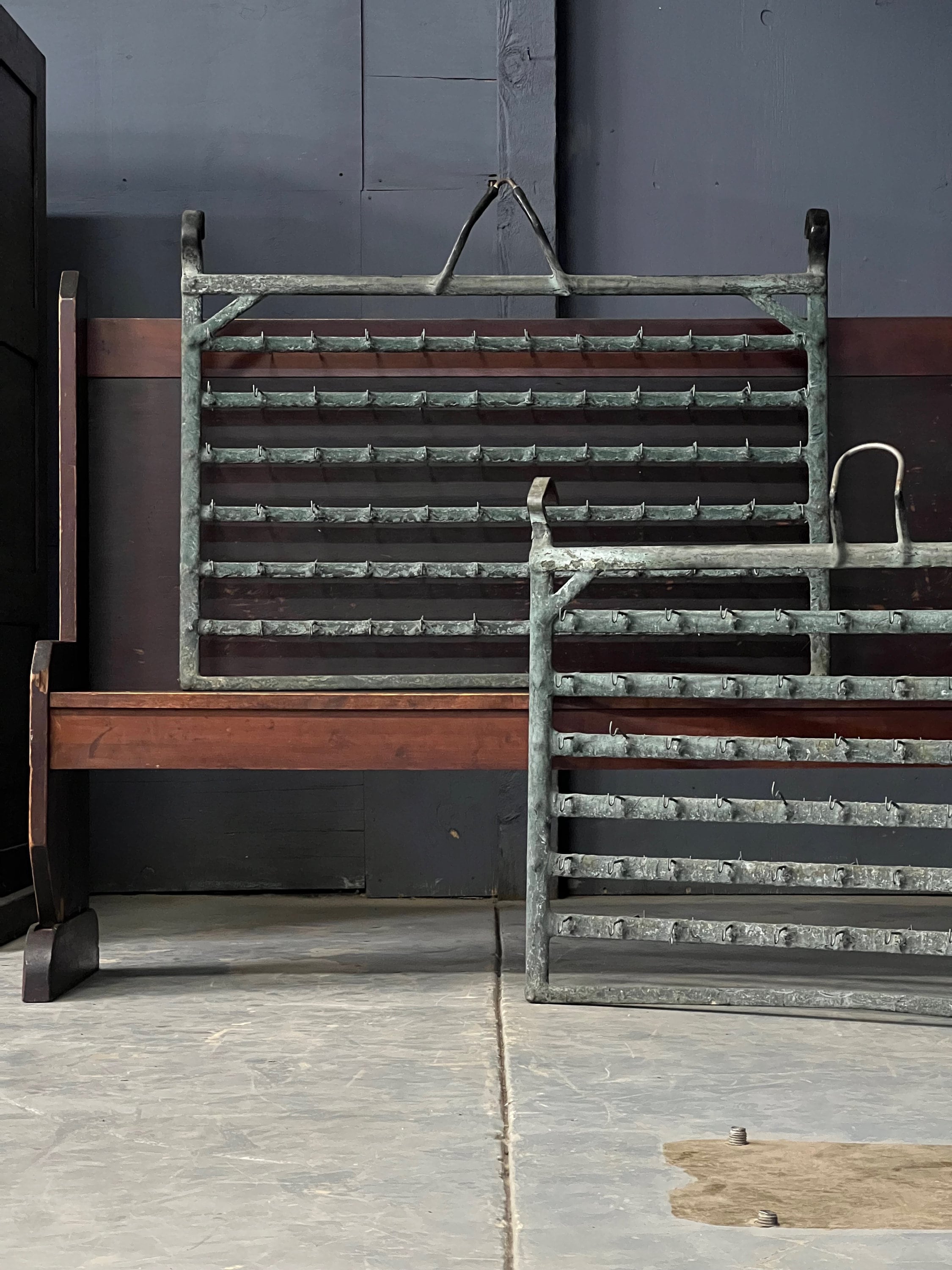 Pair Of Industrial Hanging Racks, Industrial Double Metal Rack With Ho ...