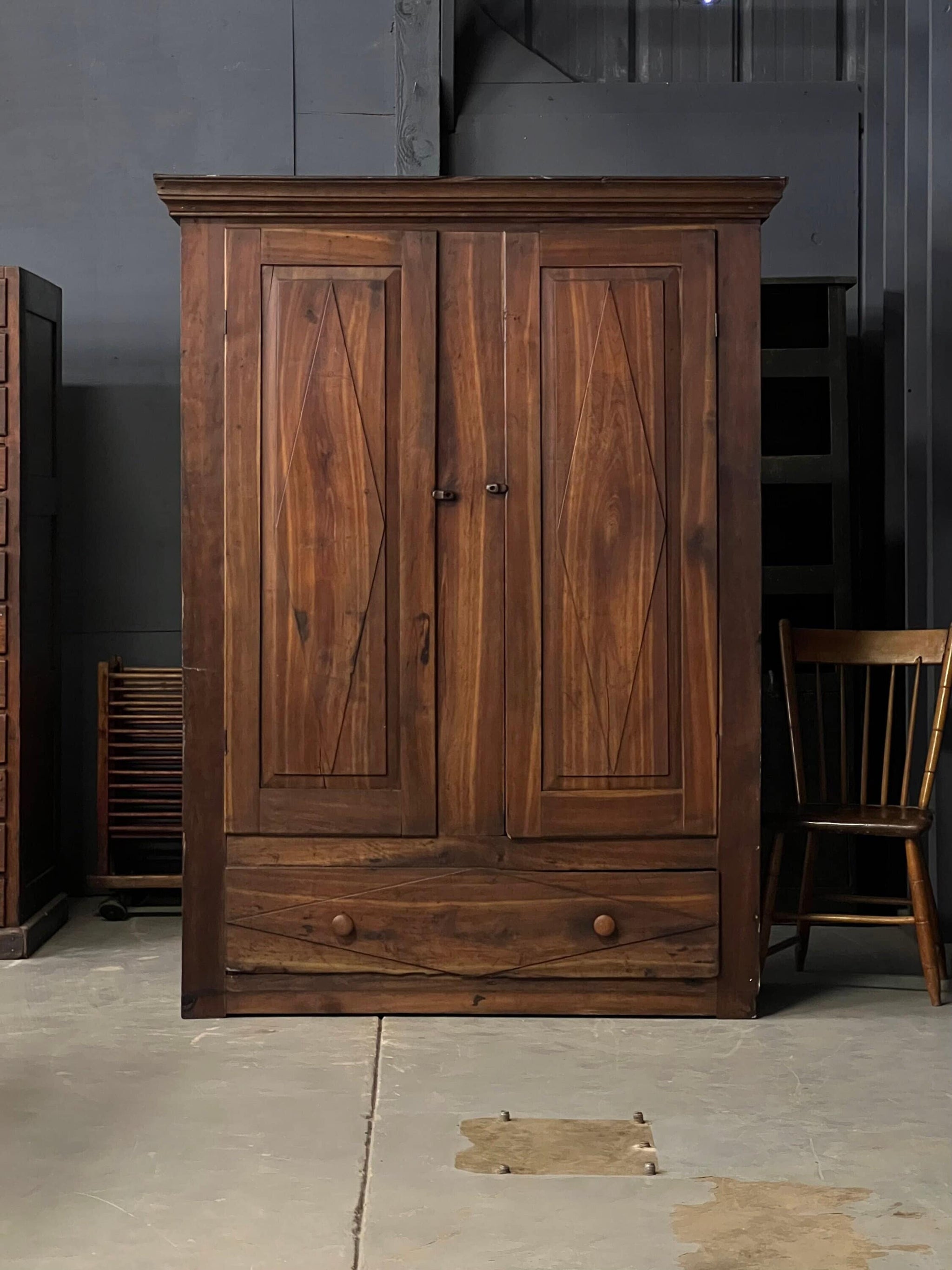 Wooden Wardrobe / Clothes Cabinet – Used Antique Wardrobe, 1870s Wood Wardrobe, Primitive Cabinet, Wood