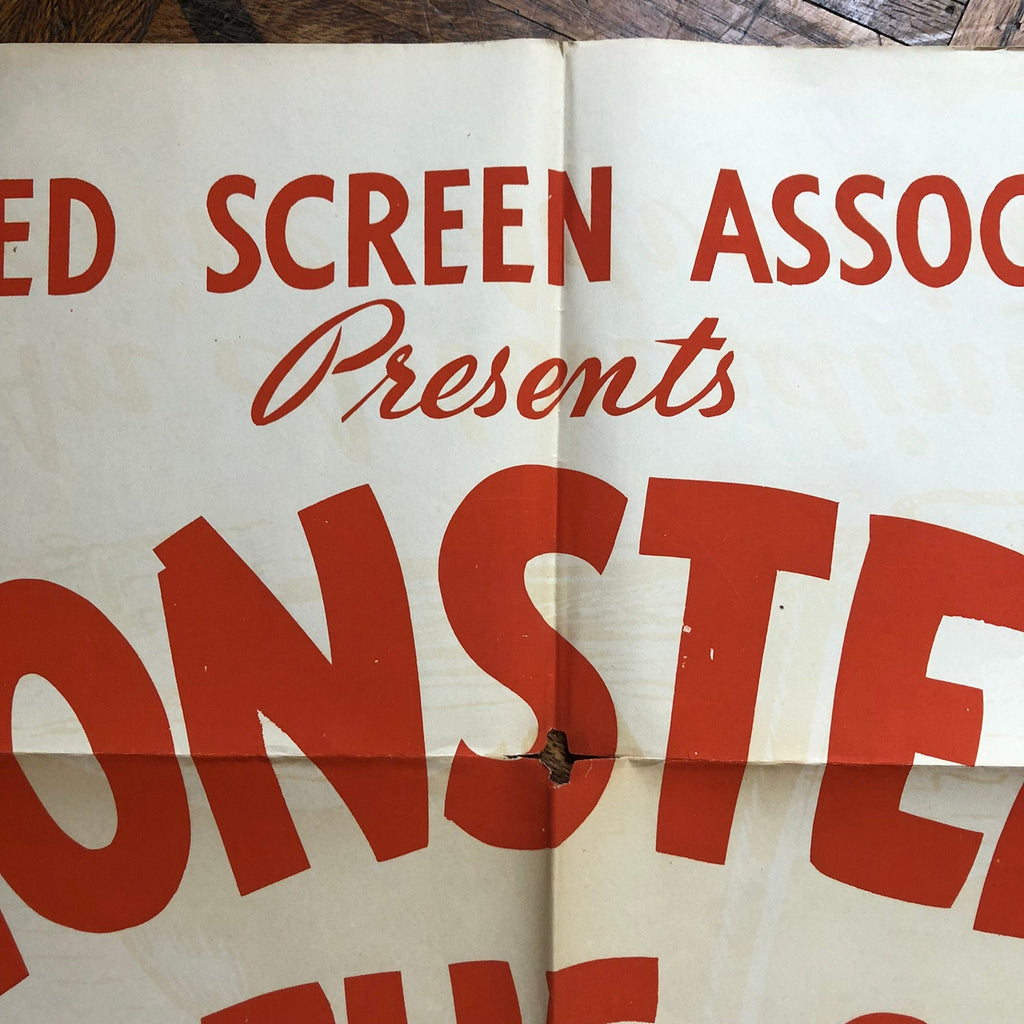 Vintage Movie Poster, Monsters Of The Sea, Original 1930s Movie Poster, Movie Advertising, Movie Theater Decor