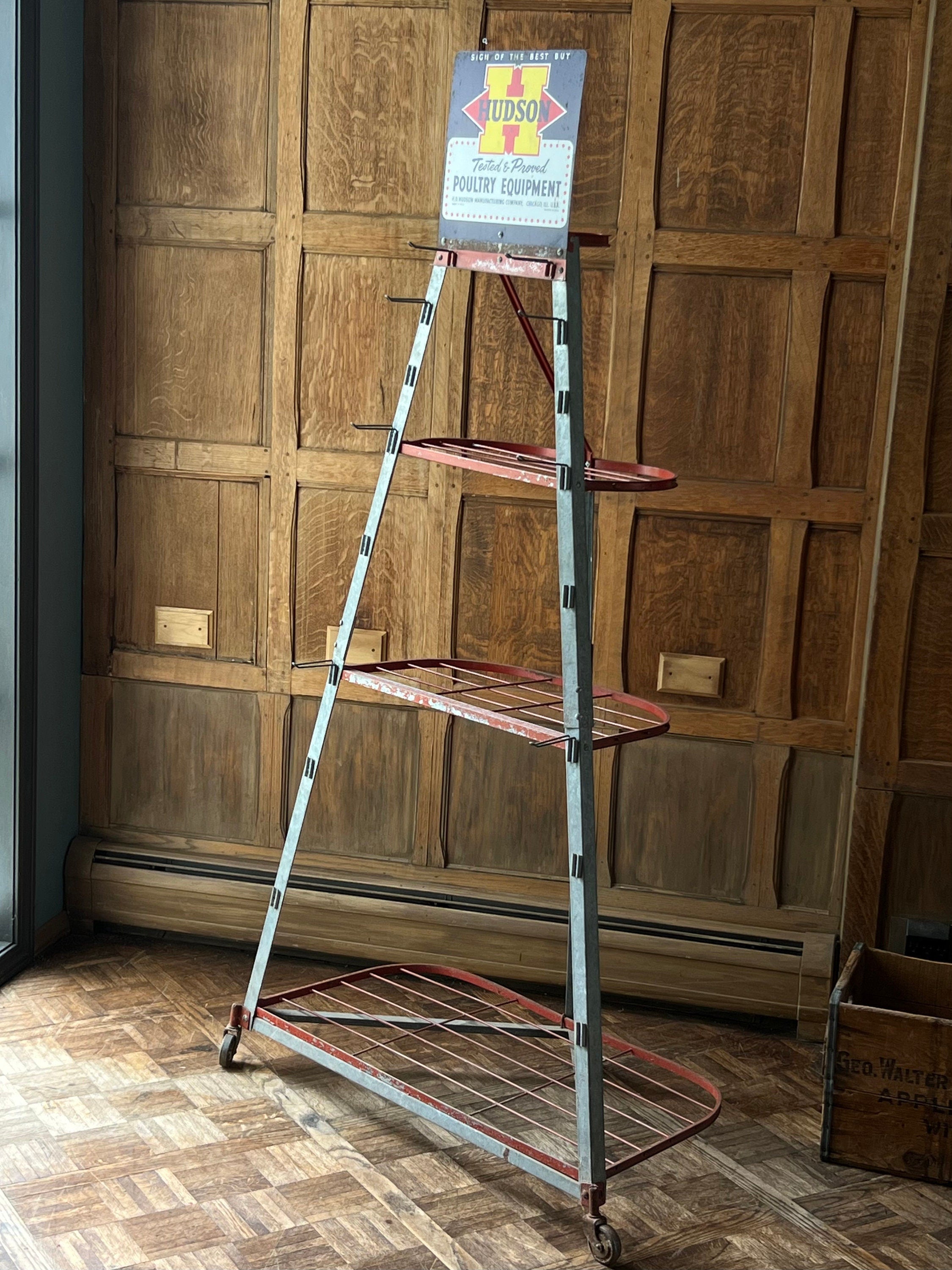 Vintage Display Rack With Advertising, Hudson Poultry Advertising Disp ...
