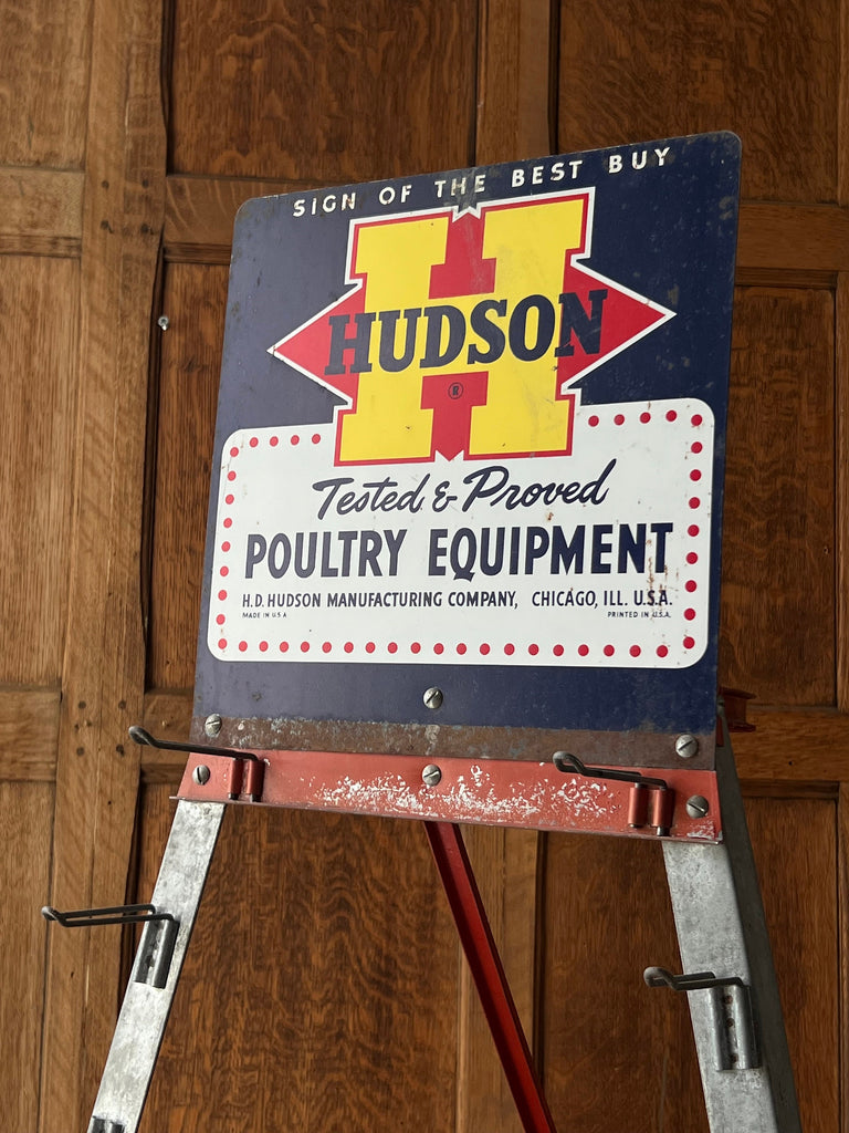 Vintage Display Rack With Advertising, Hudson Poultry Advertising Display Rack, Farm Store Shelving, Retail Display, Vintage Store Display