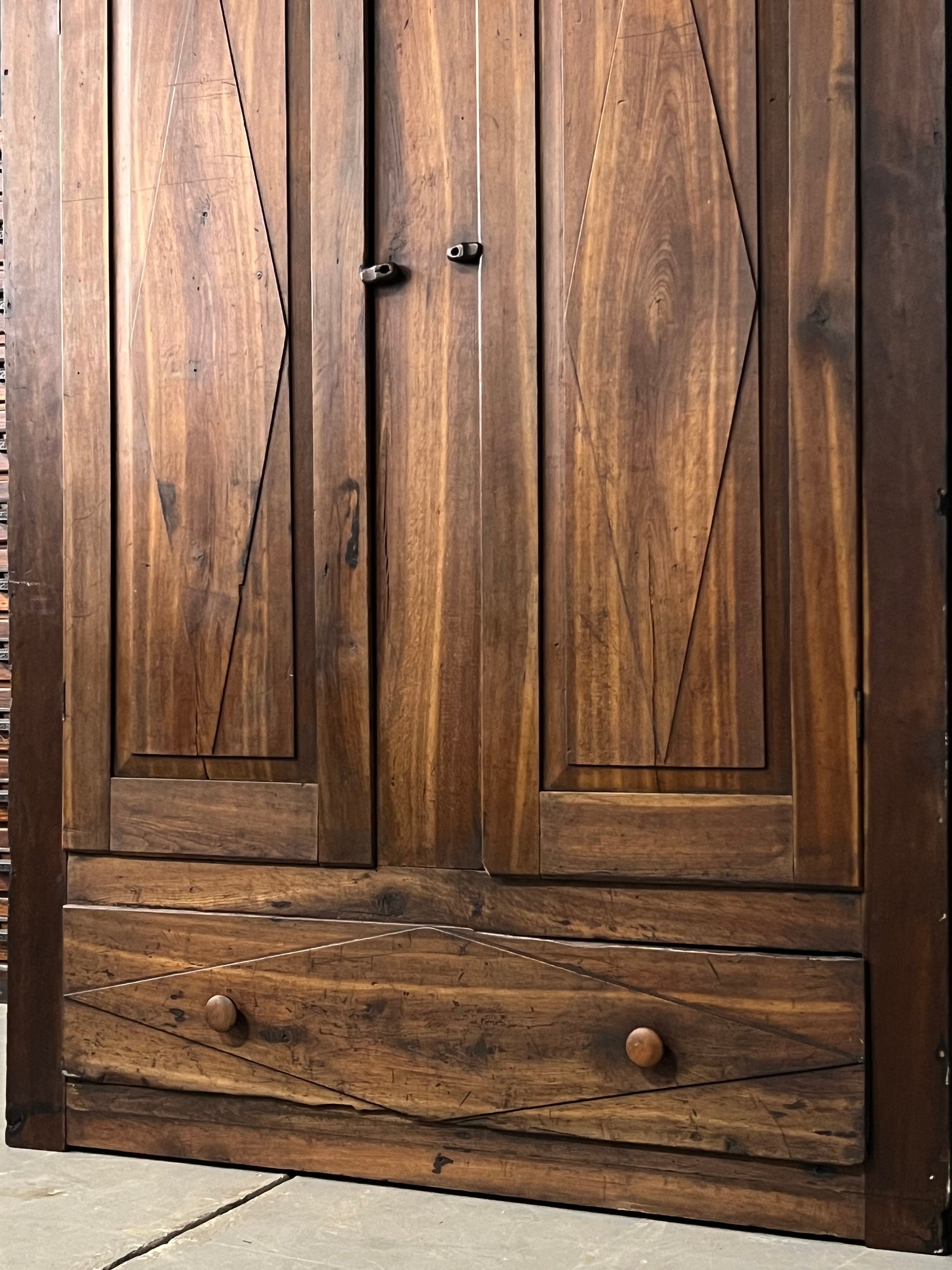 Antique Wardrobe, 1870s Wood Wardrobe, Primitive Cabinet, Wood