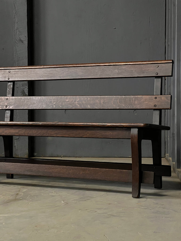 Long Antique Child Size Bench, Oak School House Bench, Entryway Bench, Wooden Church Bench, Primitive Wood Bench