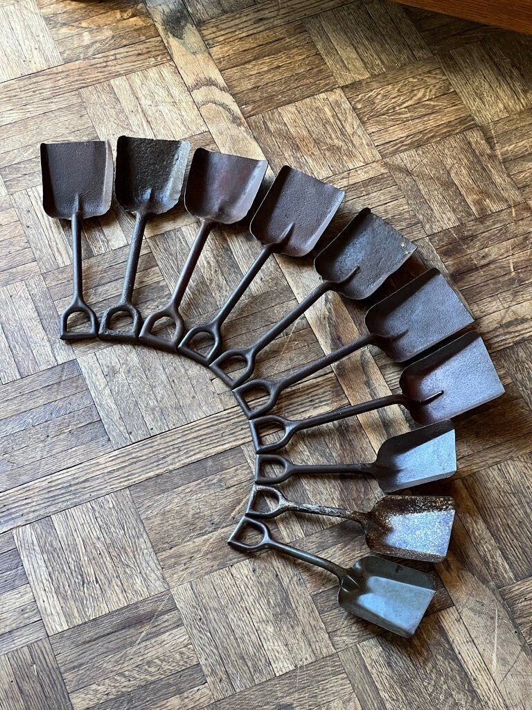 10 Vintage Toy Shovels, Pressed Steel Play Shovels, Antique Toy Shovels, Set of 10
