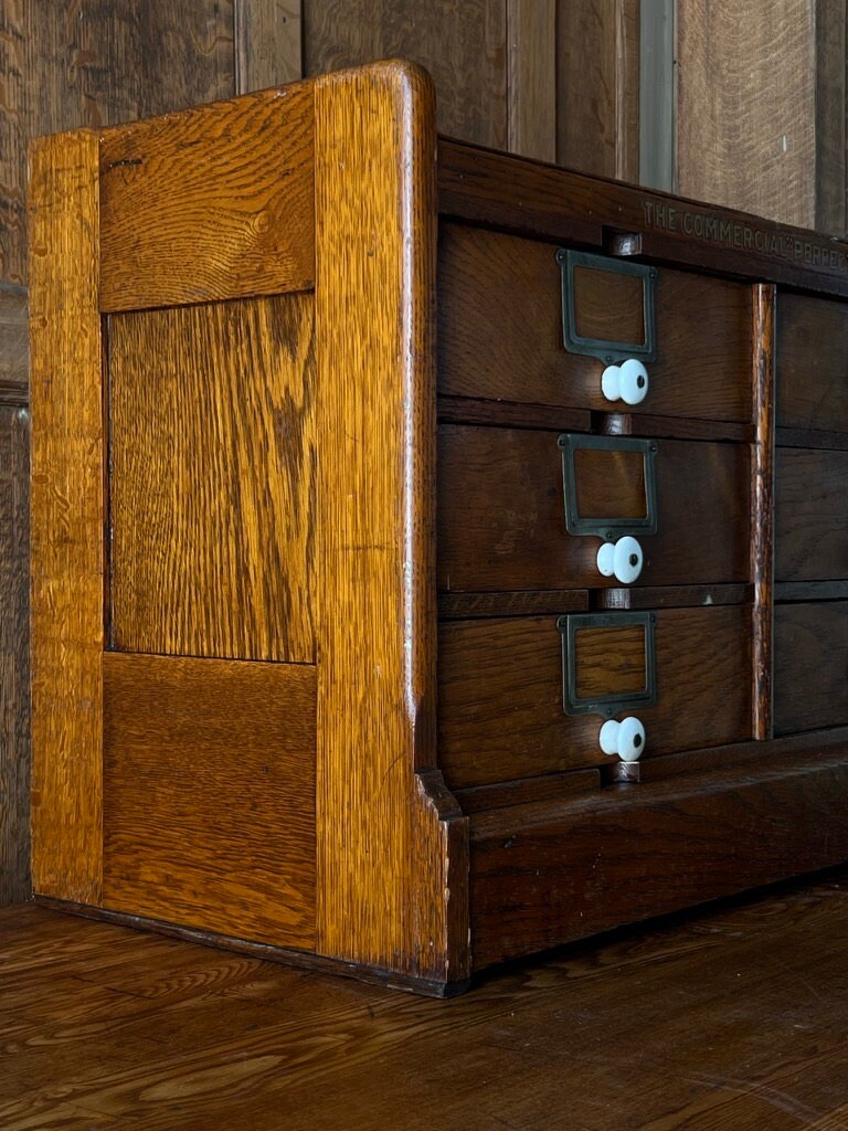 Antique Countertop Document File, Small Countertop Storage Cabinet, Multi Drawer Cabinet, Antique Apothecary, Industrial Storage