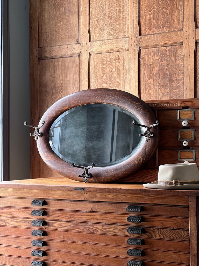 Antique Hat Rack Mirror, Antique Oval Mirror, Mirror With Hooks, Coat Rack Mirror, Clothing Rack Display, Mirrored Hall Tree