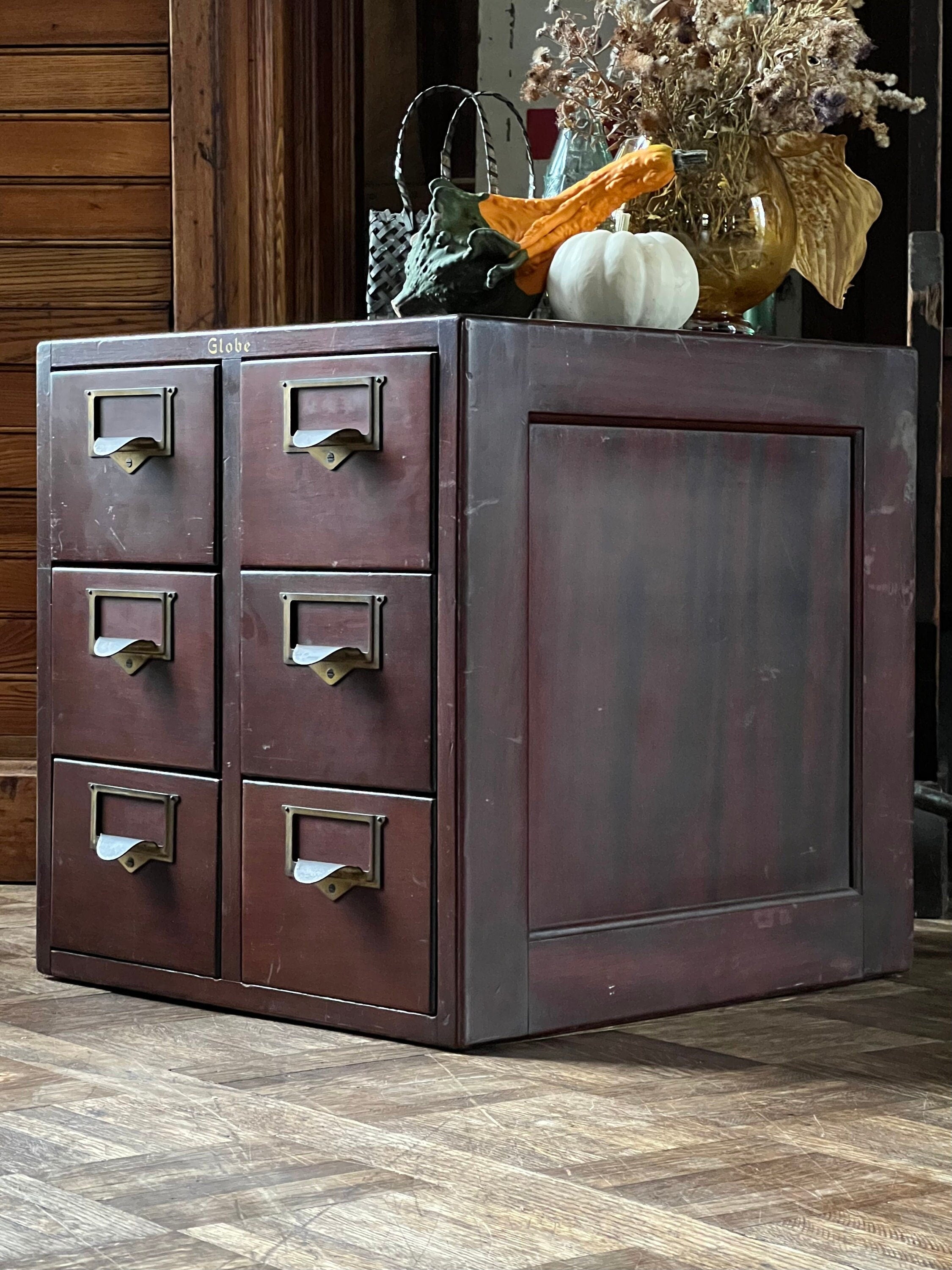 Small Antique Card Catalog, Globe Antique File Cabinet, Wood Card File Scout and Forge Small Antique Card Catalog, Globe Antique File Cabinet, Wood Card File Scout and Forge