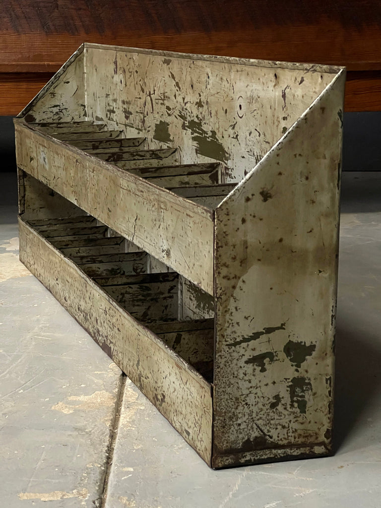 Vintage Wall Mounted Parts Bin, Metal Wall Cubby, Entryway Organizer, Industrial Shelving Unit, Counter Top Storage
