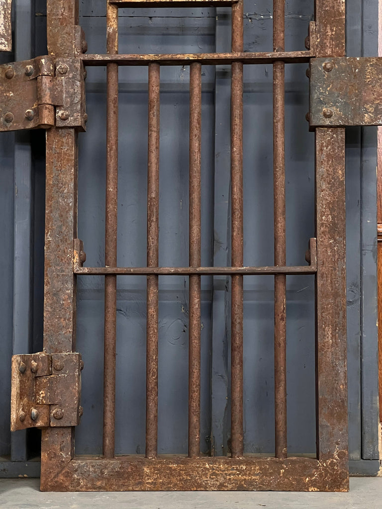 Antique Prison Cell Door, Antique Metal Jail Door, Iron Gates, Industrial Wall Decor, Metal Garden Decor Gate, Sliding Door