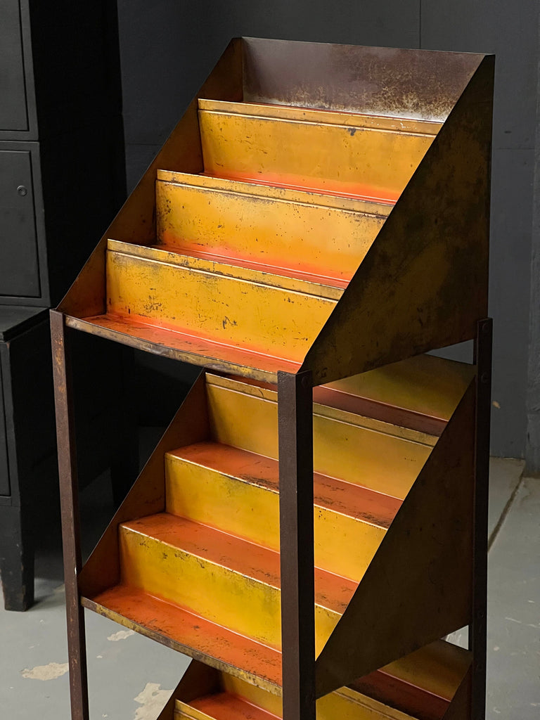 Vintage Display Shelf, Small Metal Shelving Unit, Tiered Display, Industrial Shelving Decor