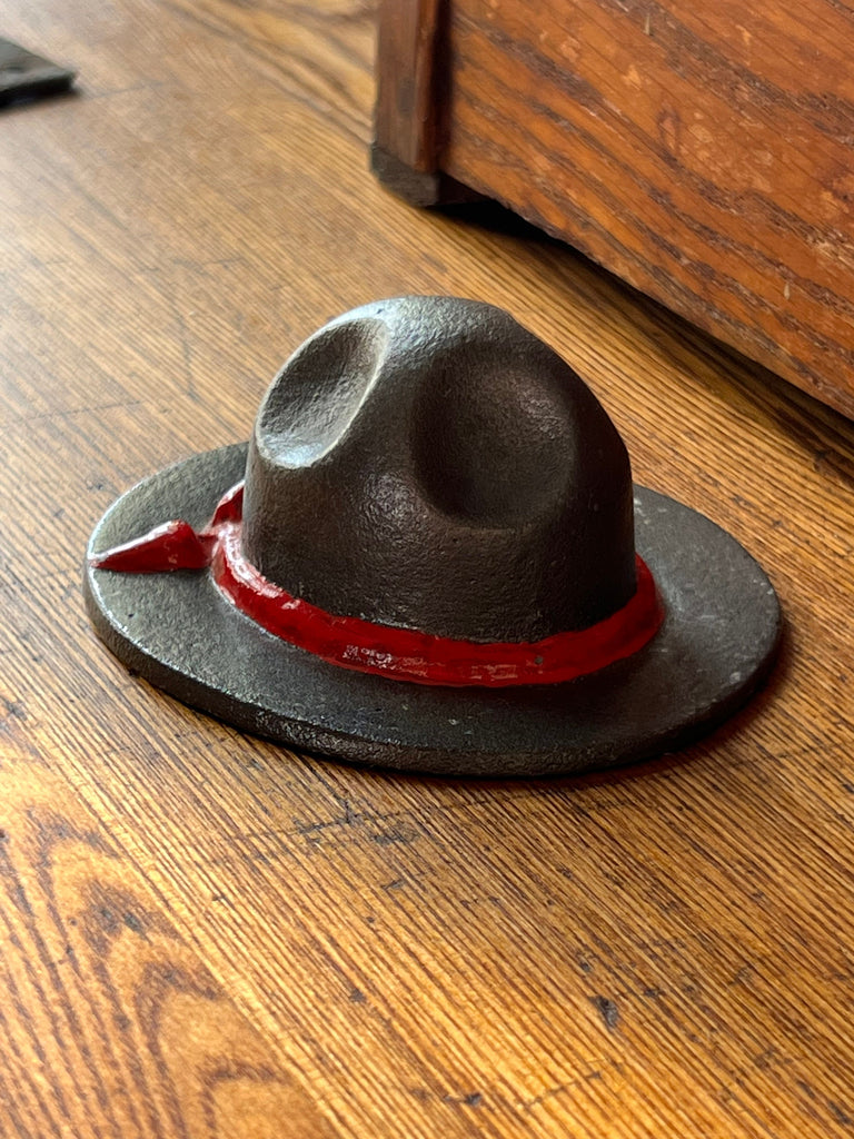 Small Vintage Cast Iron Hat, Army Ranger Hat Paperweight, WWI Officers Campaign Service Hat, Park Ranger Hat, Industrial Decor, Hat Decor
