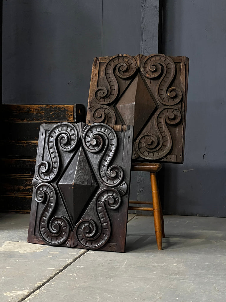 Antique Architectural Salvage, Antique Circus Wagon Wood Panels, Pair Of Decorative Wood Panels, Carved Wood Wall Decor