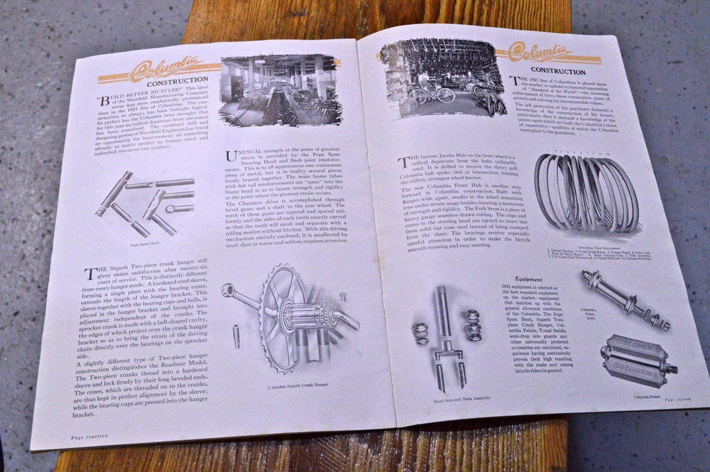 Vintage Columbia Bicycles Sales Catalog, 1920s Bicycle Advertising, Early Bicycle Catalog